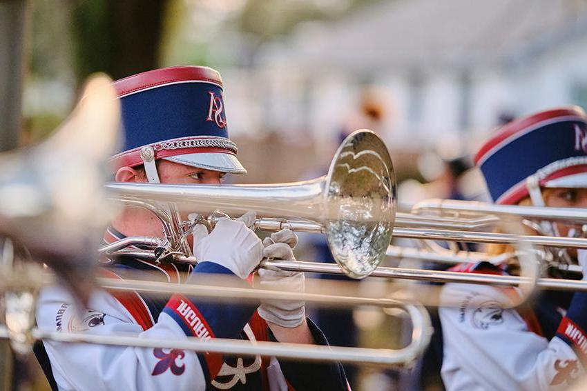 Jaguar Marching Band with their saxophone