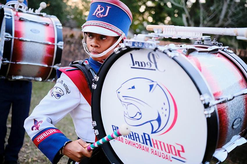 Jaguar Marching Band with Bass Drum